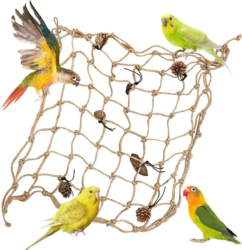 Rede de Corda para Escalada de Aves Tfwadmx em Sisal-Marinho e Corda de Cânhamo, Grande 60,96 x 60,96 cm