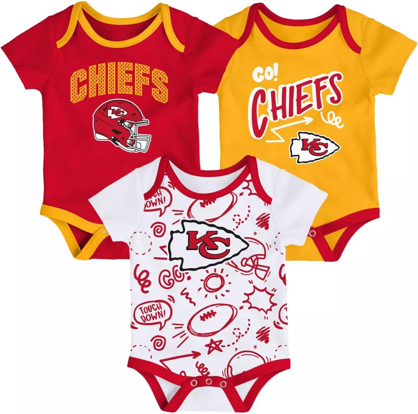 Outerstuff Pro Football Newborn Infant All Day Play 3 Pack Creeper Set
