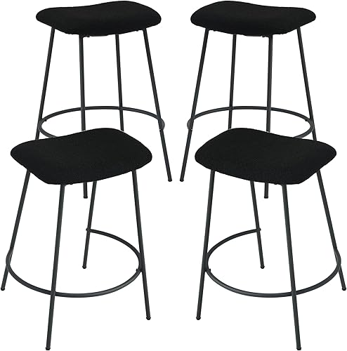 DM Furniture Juego de 4 taburetes de bar de altura de mostrador de 25.5 pulgadas, modernos taburetes de bar tapizados sin espalda para isla de