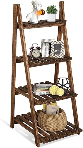 Estante de escalera de 4 niveles, estantes de escalera para plantas, estante de escalera plegable, estantería de escalera para oficina, dormitorio,