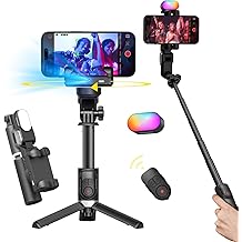 AOCHUAN Gimbal Stabilizer for Smartphone, 4 in 1 Phone Gimbal w/360&deg; Rotation for iPhone/Andriod Sefie Stick Tripod w/Auto Face Tracking and Wireless Remote for TIK Tok YouTube Vlogging-M1 Pro Black