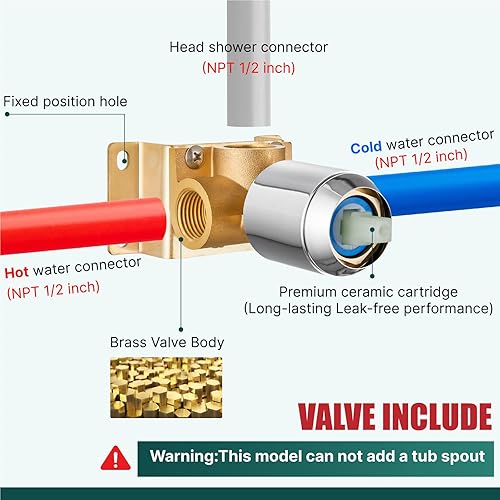 Miniatura 8 de Juego de cabezal de ducha y mango de 8 pulgadas, juego de grifo de ducha cuadrado para baño, sistema de ducha de acero inoxidable, cabezal de ducha