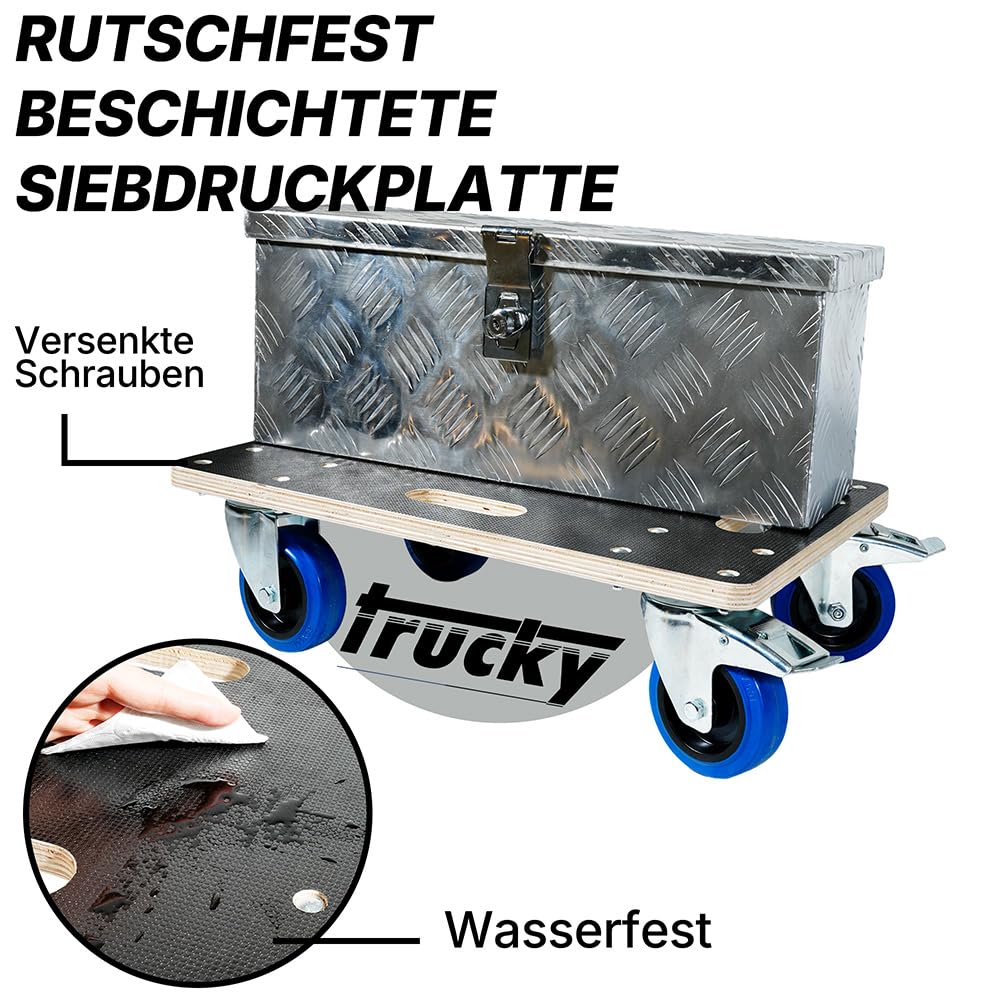 Trucky Rollbrett 33 x 50 cm Transportroller 500 kg Möbelroller mit 4 Rollen Rollwagen Transportwagen für Möbel Transport