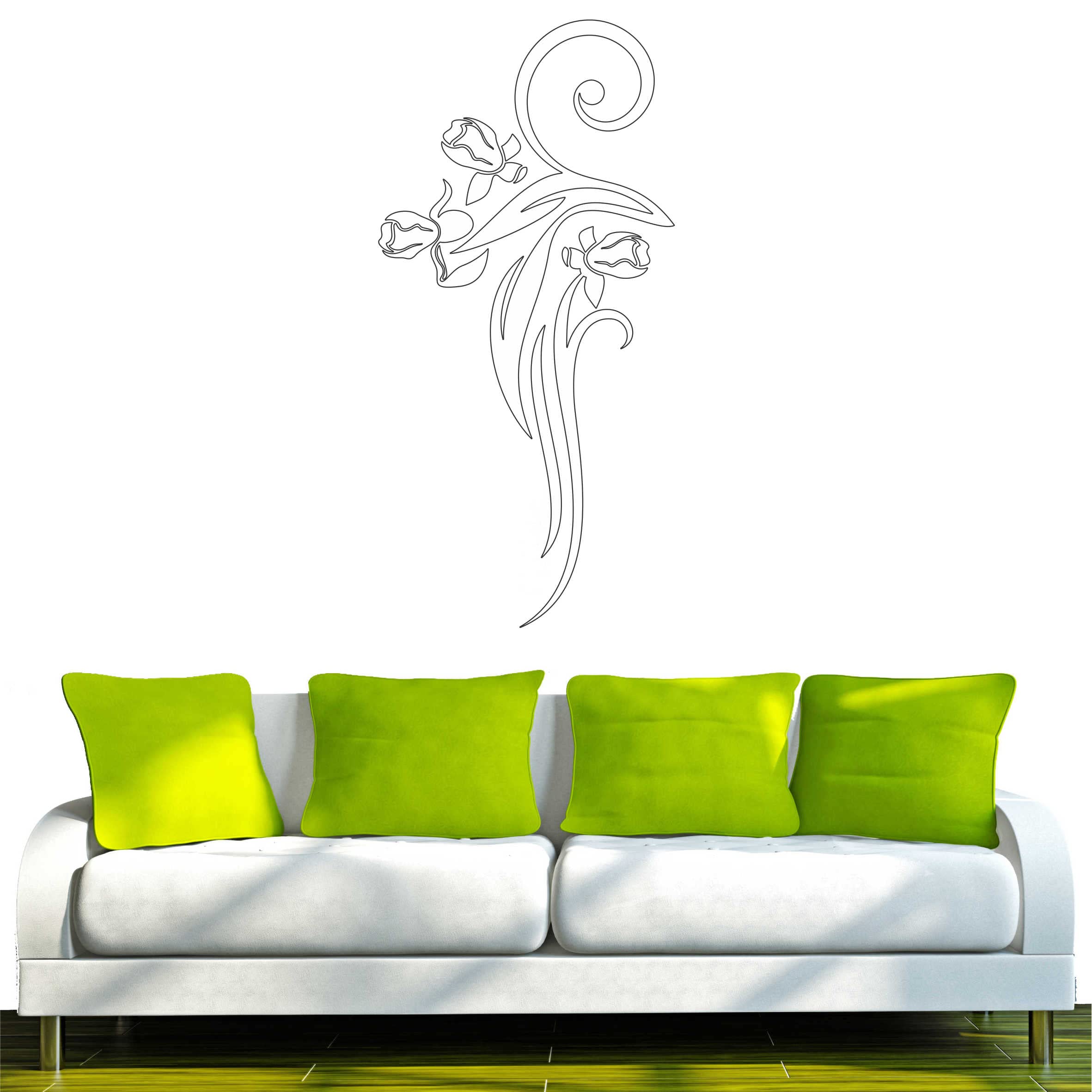 INDIGOS UG - Decalcomanie da muro - adesivi da parete - Murale - F414 floreale con foglie piccole, 160 x 78 cm - bianco, - Decorazione per soggiorno, camera dei bambini, ufficio, scuola