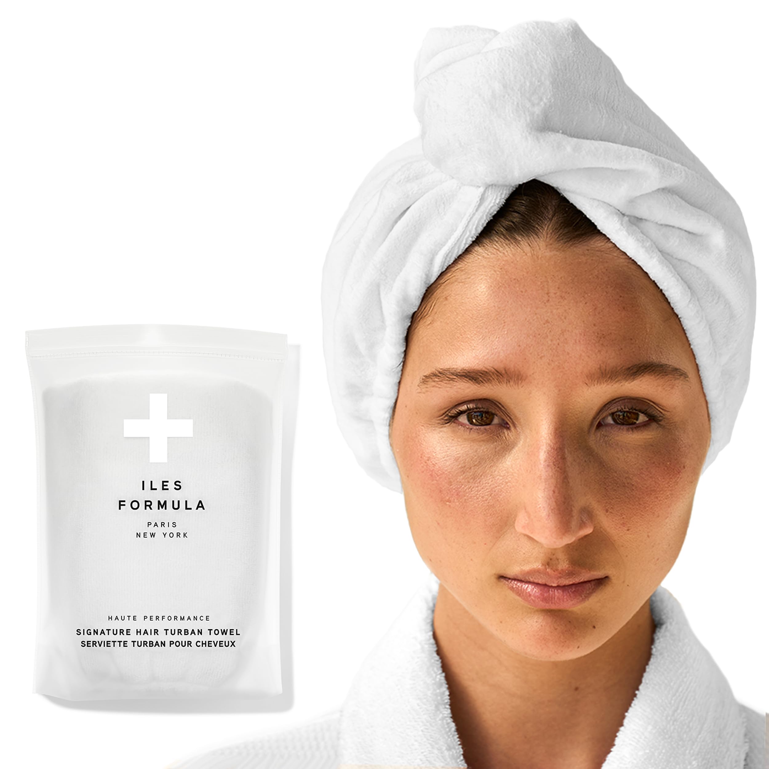 Hair Turban Towel – Ultra-Soft Microfiber Hair Towel Wrap for Fast Drying, Frizz Control & Breakage Protection – Large, Lightweight Hair Wrap for Short, Long & Curly – White