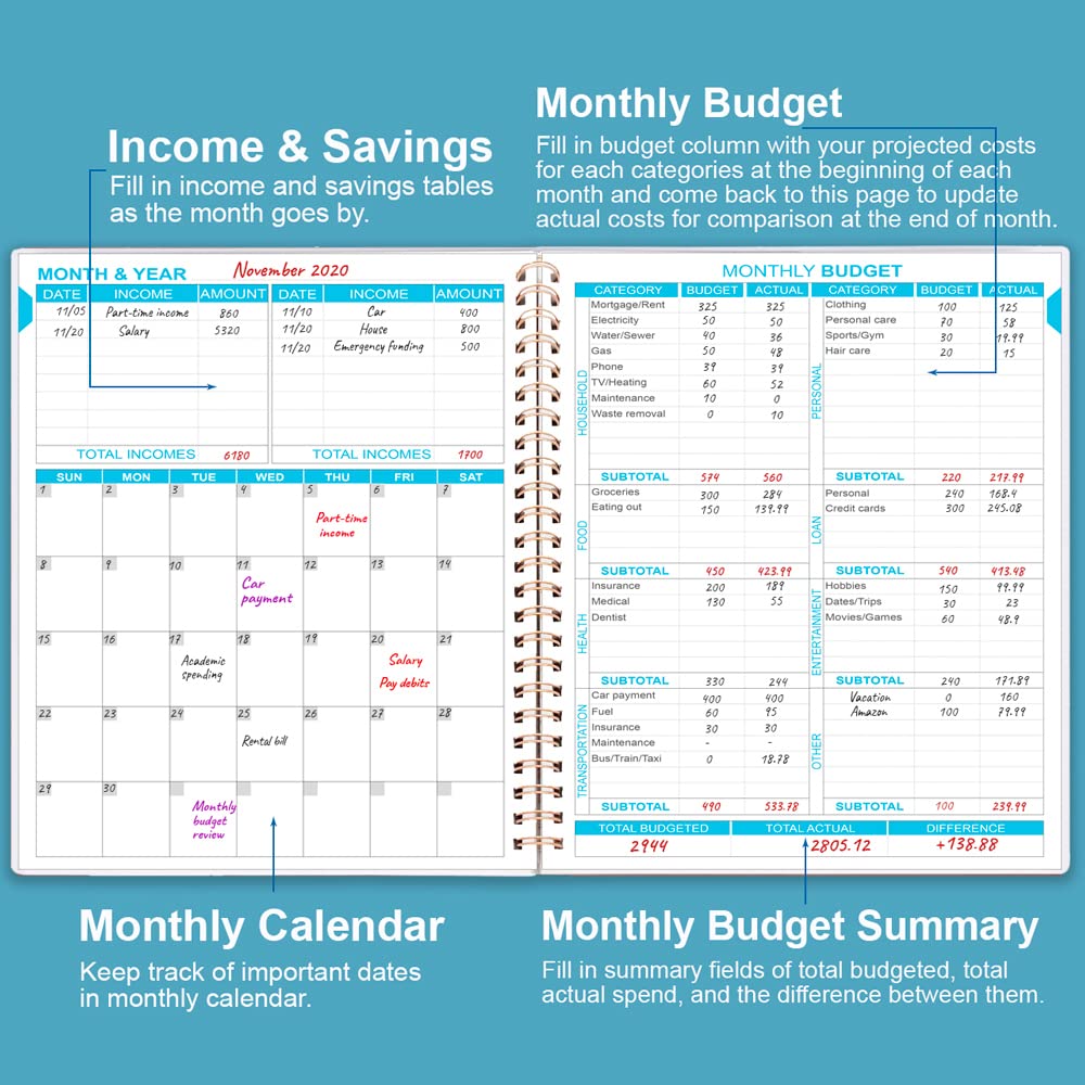 Budget Planner, Monthly Bill Organizer with Pockets. Expense Tracker Notebook - Image 2