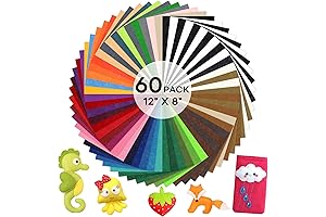 HTVRONT Stiff Felt Sheets - 60pcs Thin Felt Squares 8x12" for Crafts
