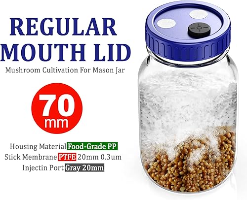 Miniatura 10 de ZHANXUBIO - Tapa de cultivo líquido de boca ancha, boca Rejular de grado alimenticio, tapa de tarro de plástico para cultivo de granos, con membrana