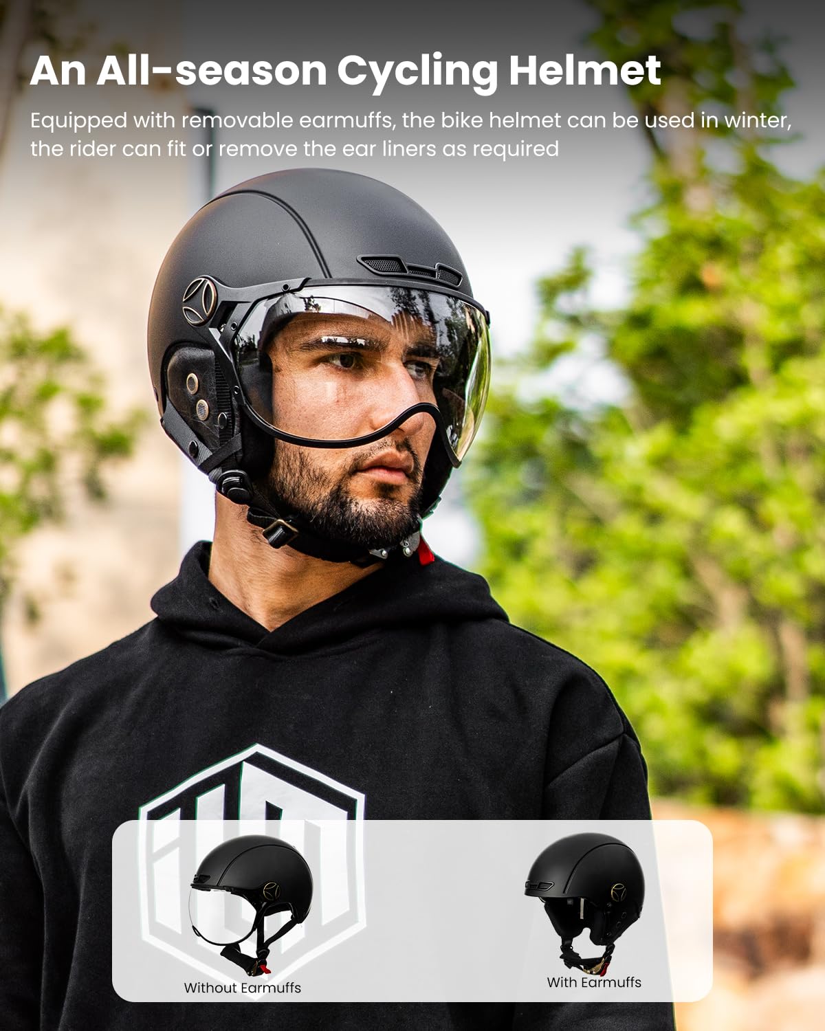 ILM Casque Velo VTT Homme Femme Adulte Ski Snowboard avec Visière Amovible Protège-Oreilles ASTM CPSC et CE Z102