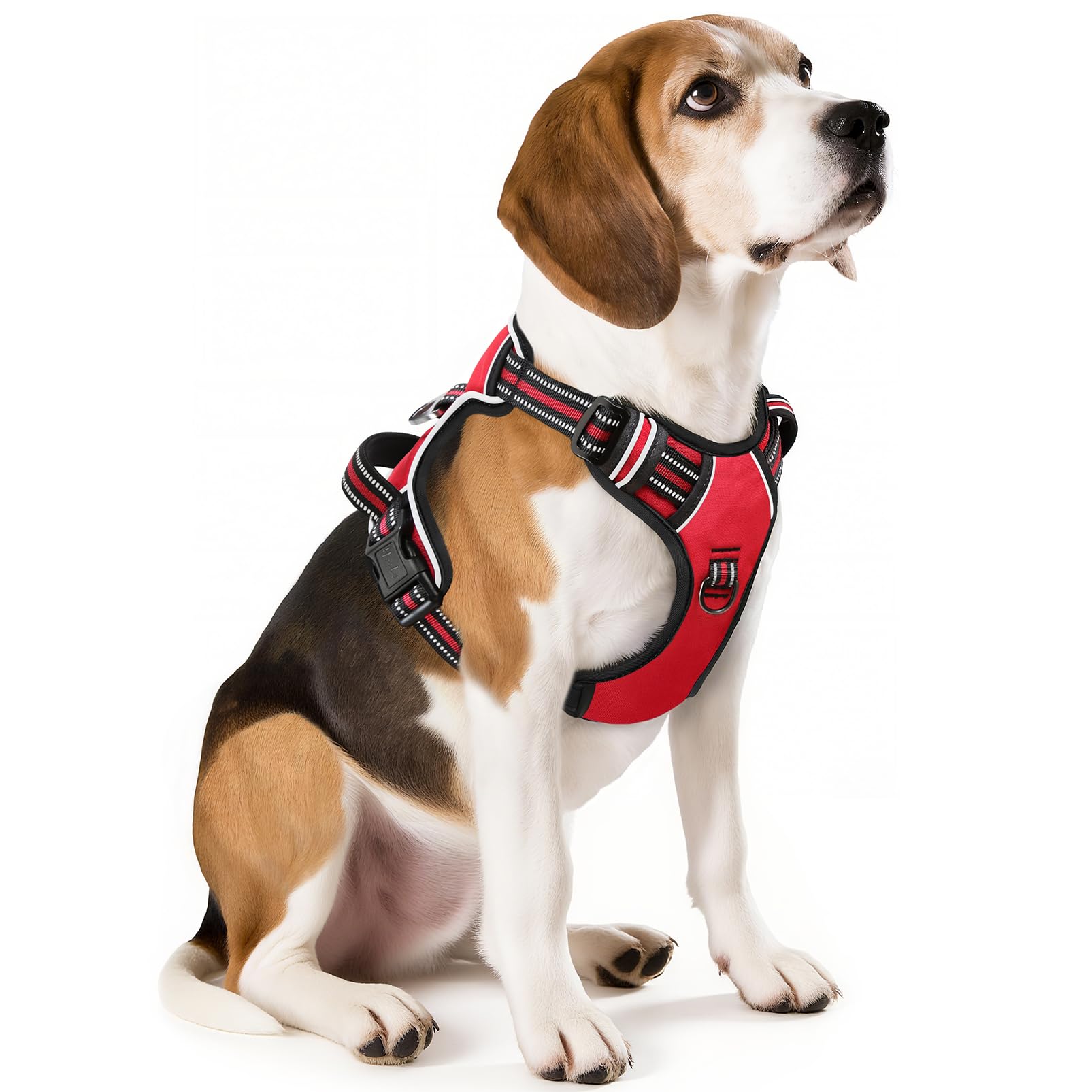HEELE Pettorina Cane Taglia Media Riflettente Pettorina Addestramento Cani Anti Tiro con 2 Ganci in Metallo + Comodo Maniglia, Gilet per Cani Regolabile per Camminare, Rosso, M