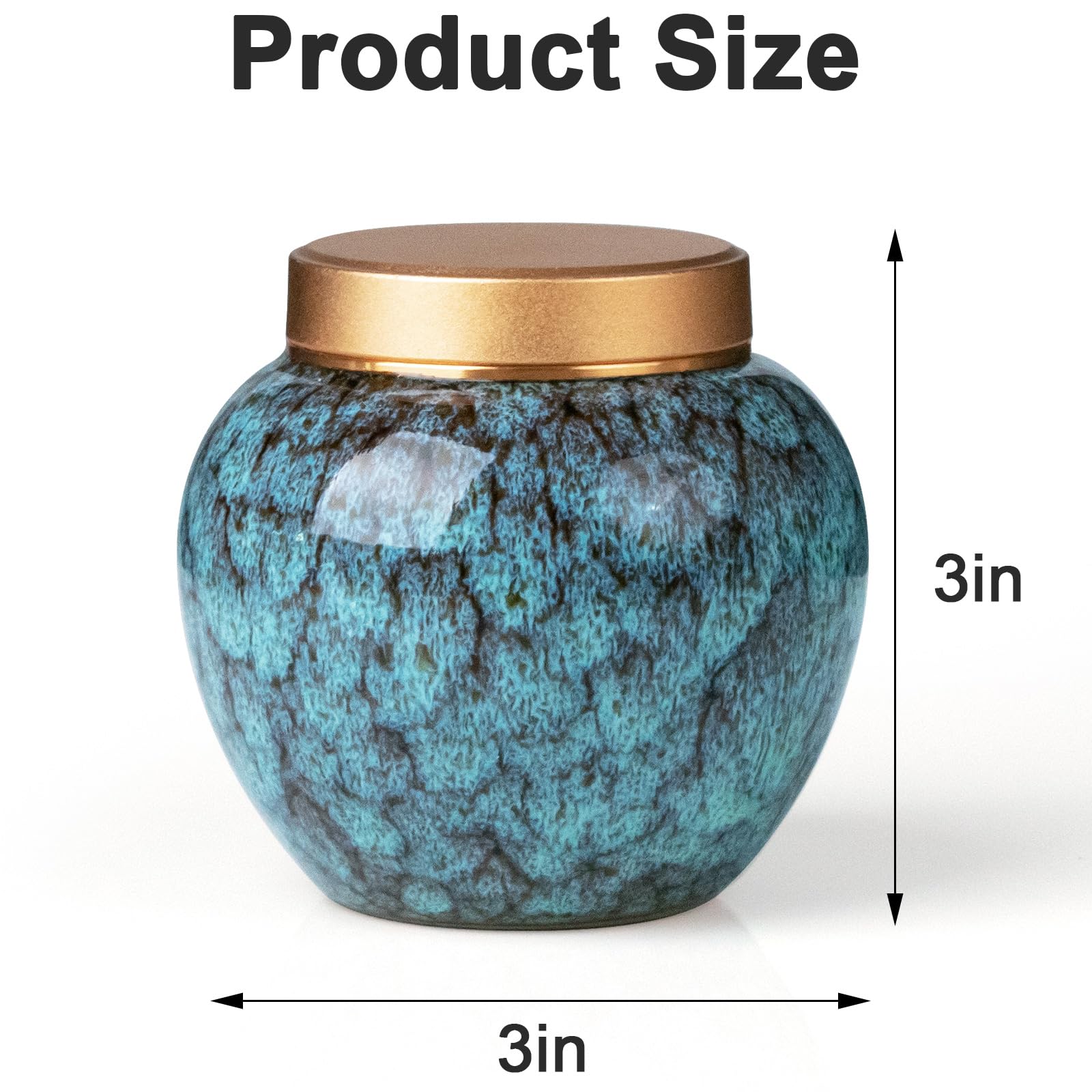 Small Urns for Human Ashes Keepsake,Handmade Mini Cremation Urn for Human Pet Ashes,Ceramic Urns with Metal Screw Lid,Hold Ashes Up to 10 Cubic Inches (Blue) - Image 2