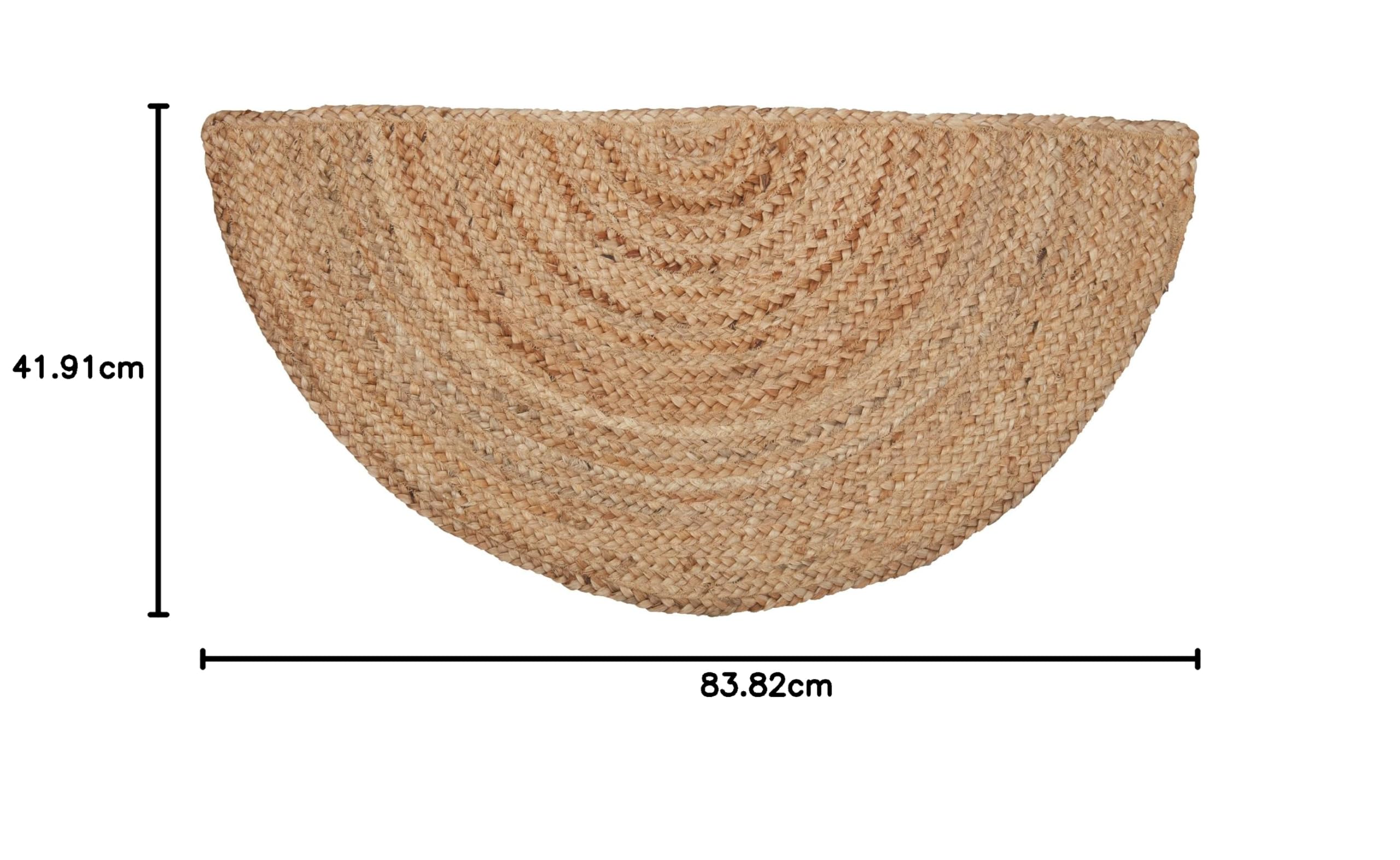 VHC Brands Natürlicher Jute-Teppich, Landhausstil, Eingangsbereich oder Küche, kleine Willkommensmatte, halbrund, 41 x 83 cm