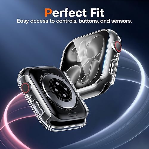 Miniatura 160 de Carcasas Tauri rígida, 2 unidades compatibles con Apple Watch SE Series 6, 5, 4, vidrio templado de dureza 9H integrado, delgada, a prueba