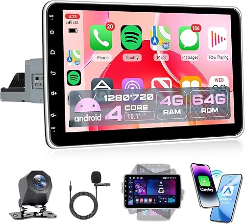 Miniatura 9 de 2G + 64G Android 13 DIN Estéreo inalámbrico Carplay Android Auto, pantalla táctil Rimoody de 9 pulgadas, radio de coche 1 DIN con Bluetooth, WiFi,