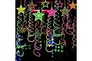 Enthralling Glow Party Neon Star Swirls and Streamers for an Unforgettable 2022 Graduation Celebration