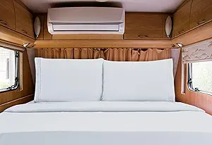 Elegant Comfort Luxurious 1500 Premium Hotel Quality Microfiber Three Line Embroidered Softest 4-Piece Bed Sheet Set, Wrinkle and Fade Resistant, RV Short Queen, White