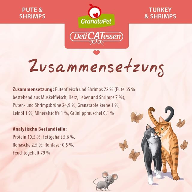 Foto 4 de 6 de GranataPet Delicatessen - Comida húmeda para Gatos de Pavo y camarones, Comida para Gatos para gourmets…