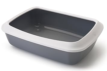 Savic Iriz Cat Litter Tray with Rim Retro Cold, Gray (17-inch)