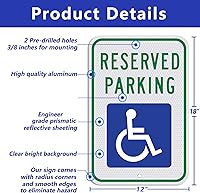 Vista 2 de Letrero de aluminio para estacionamiento para discapacitados, 18 x 12 pulgadas, accesible ADA, azul reflectante (2 piezas)