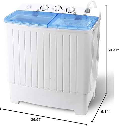 Miniatura 8 de Lavadora portátil, mini lavadora y secadora de ciclo giratorio, control de temporizador, drenaje por gravedad, capacidad de 11 libras para camping,