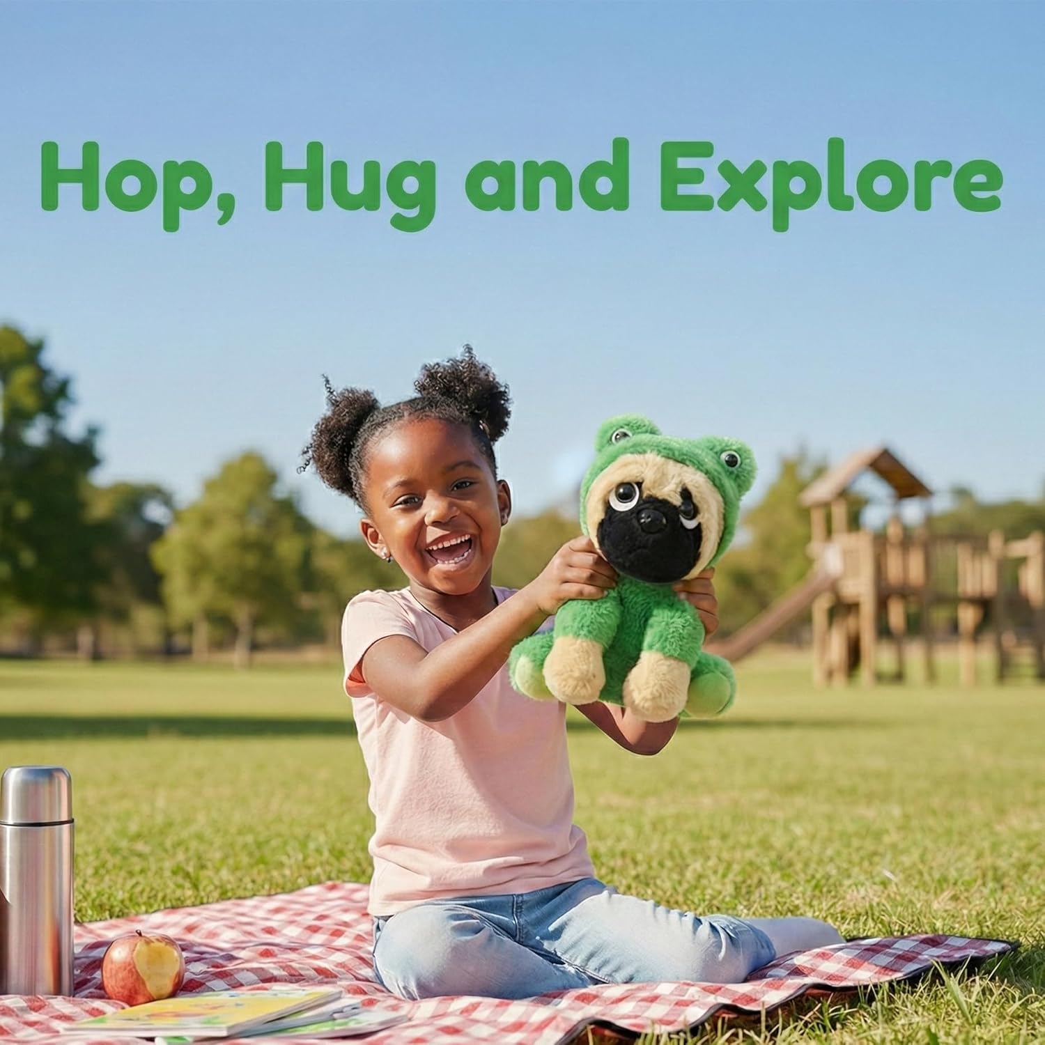 Frog Pug Stuffed Animal 10 Inch, Soft Plush Dog Toy with Adjustable Hood, Ugly Cute Puppy Figure for Kids Girls Boys, Green Froggy Bedtime Companion & Birthday Gifts for Pug Lovers