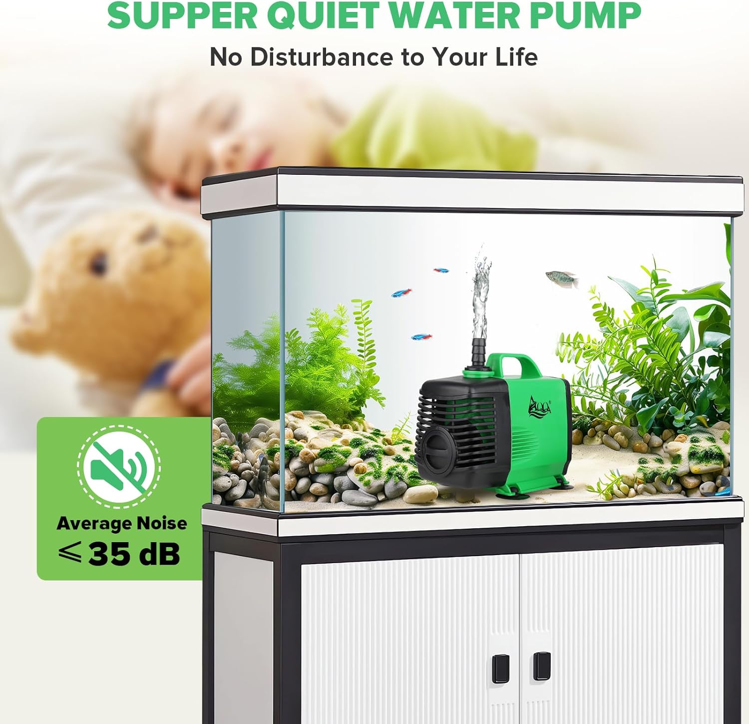 AQQA Submersible Water Pump, 3000L/H Adjustable Ultra Quiet Water Pump for Water Feature, 2.5m High Lift for Fountains Pump for Fish Tank Hydroponics, Small Pond, Waterfalls, Aquariums 5 712hseVBXVL. AC SL1500