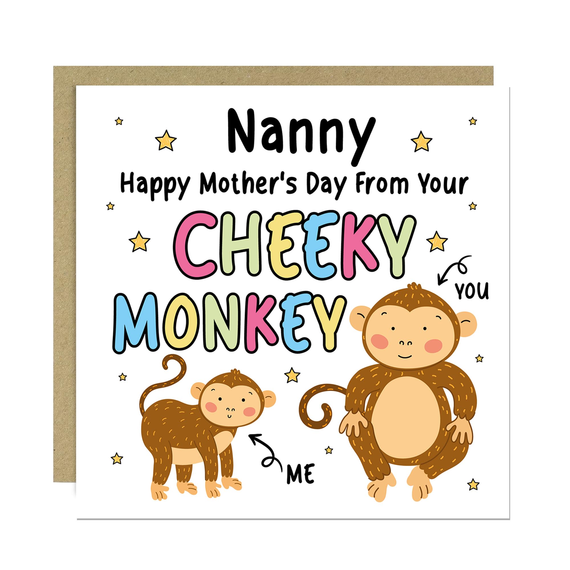 RED OCEAN Mothers Day Card for Nanny From Your Cheeky Monkey Funny Mothers Day Card With Envelope From Granddaughter Grandson Cards For Nanny Grandparent