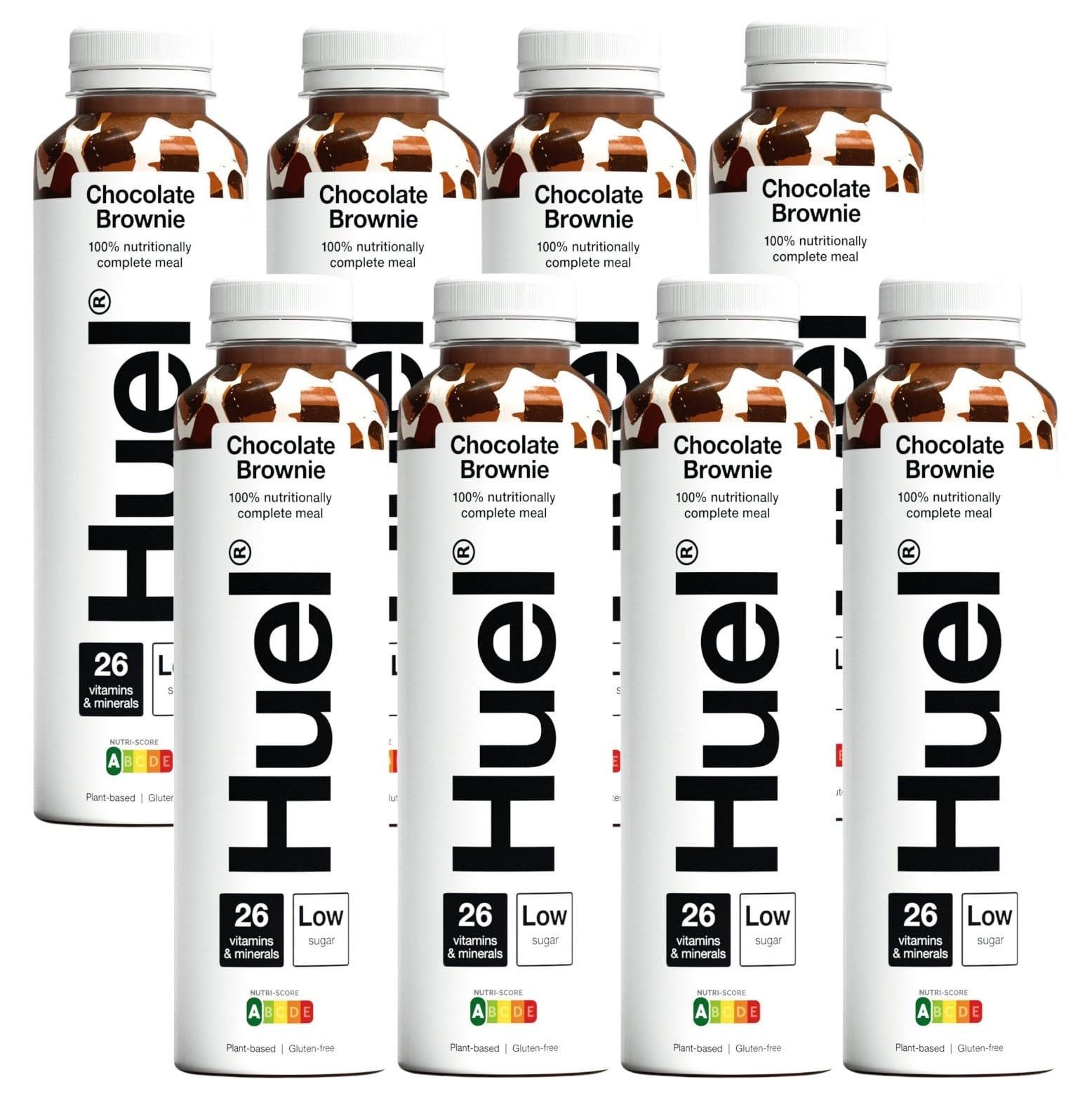 HuelReady-to-Drink Meal | Chocolate Brownie Protein Drink | Not Just A Meal Replacement | Complete Nutrition, Plant-Based, Gluten-Free | 20g Protein Per Bottle | (8x 500ml bottles)