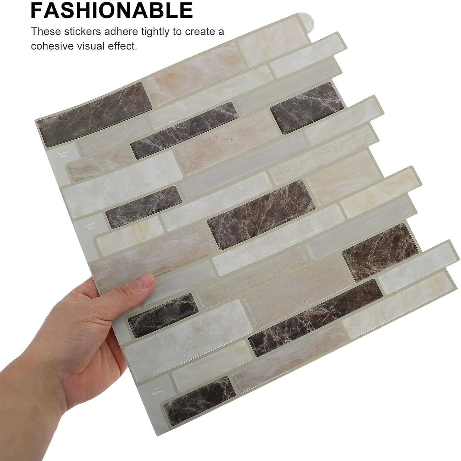 Cabilock 10pcs Marble Pattern Wall Stickers Self-Adhesive PVC Tile Decals Waterproof Oil-Proof Peel and Stick Tiles for Kitchen Bathroom Wall Decoration 30.5x30.5cm