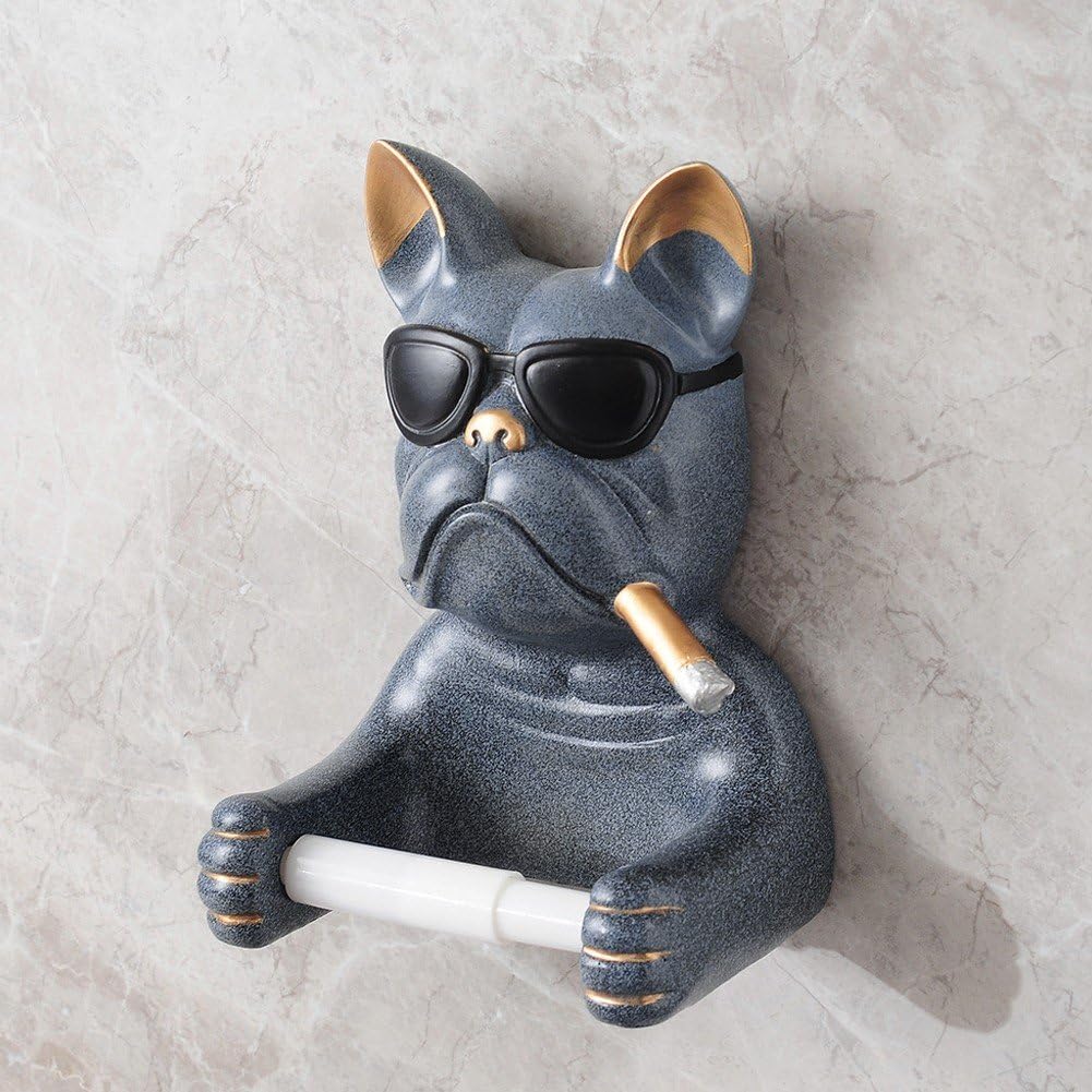 Amazon.co.jp: トイレットペーパーホルダー 犬 ブルドッグ 壁掛け式