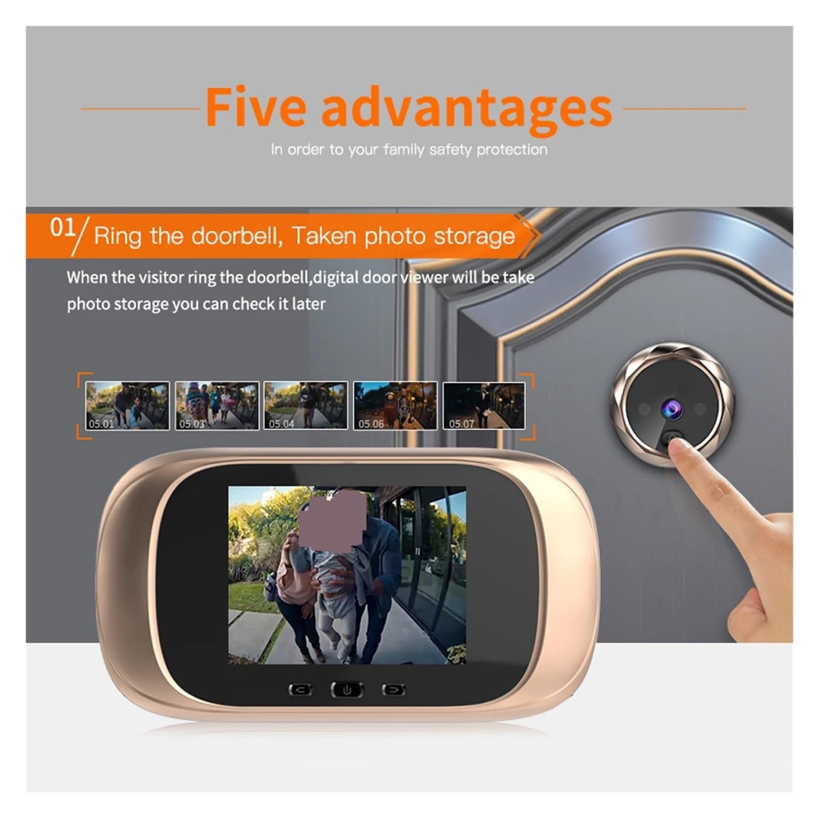 Videocitofono, Campanello digitale con schermo da 2,8 pollici, telecamera spioncino 0,3 MP, campanello esterno HD Vision(Silver)