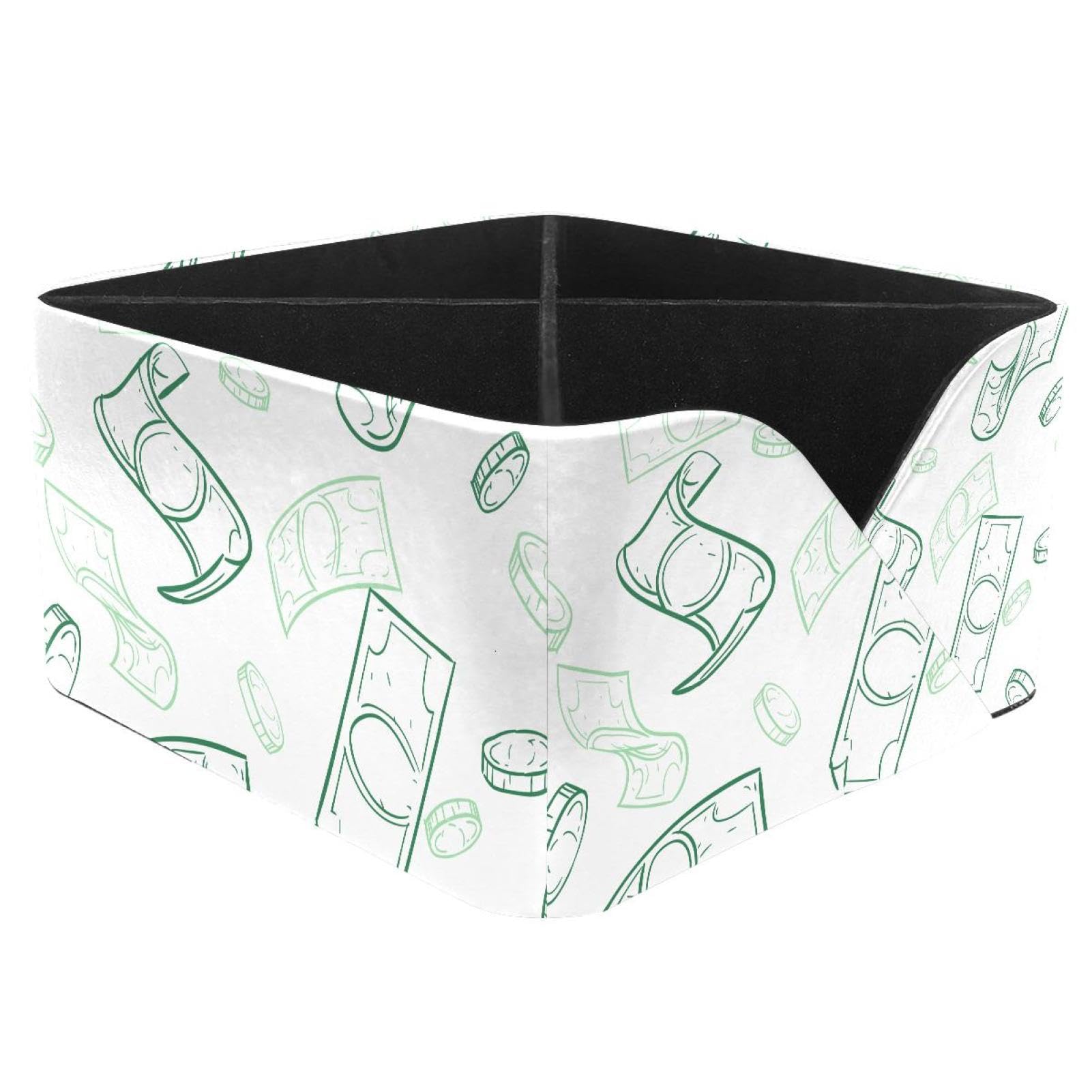 KengjuTesu Doodle Dollars Pattern Desktop Organizer Pen Holder, Rectangular Pencil Cup for Office, Study and Makeup Stations