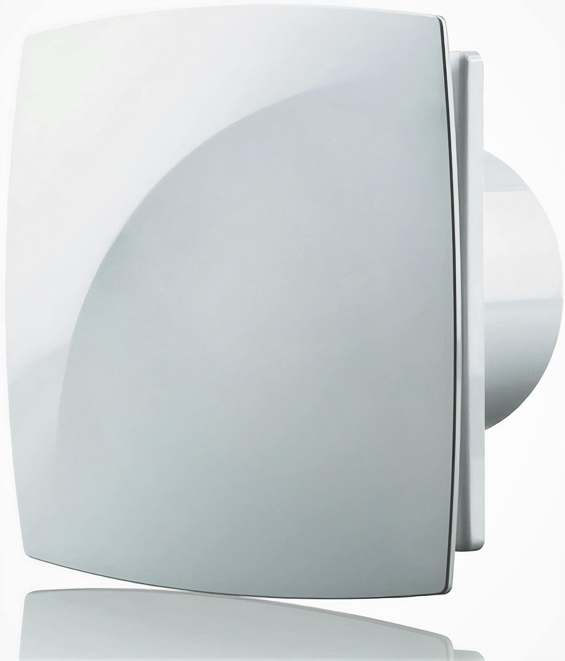 "4"" Quiet Bathroom Shower Pull Cord Extractor Fan Blauberg Moon Modern Exhaust Air Ventilator - 100mm", White
