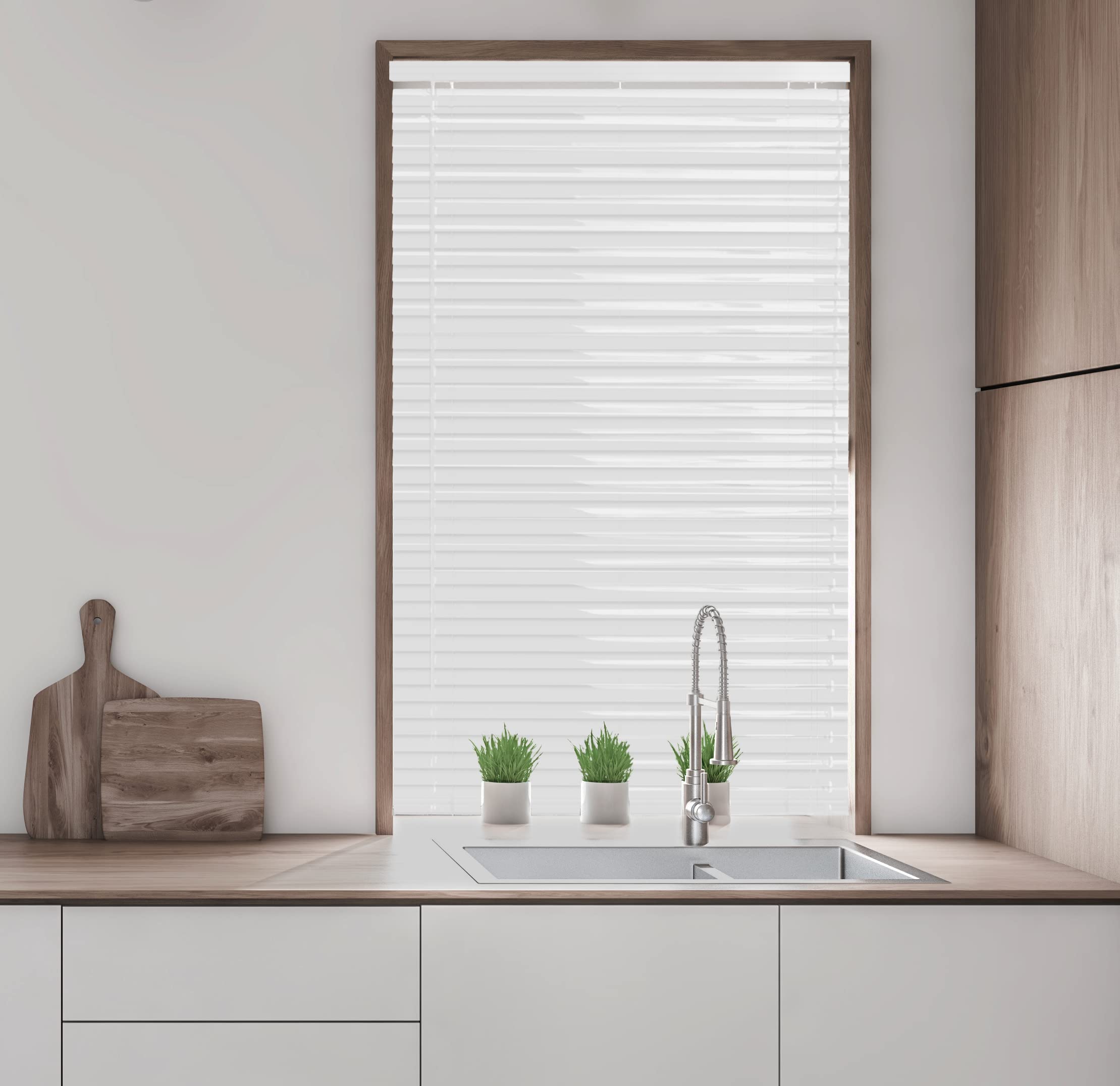 Made to Measure 25mm Metal Aluminium Venetian Blinds Home Office Easy Fit Strings Twist Wand White 135cm x 210cm
