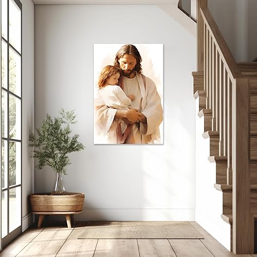 Vista 71 de Arte de pared de Jesús y el niño, póster minimalista bohemio cristiano, lienzo para pared, imagen abstracta de Jesús, arte cristiano religioso Jesús