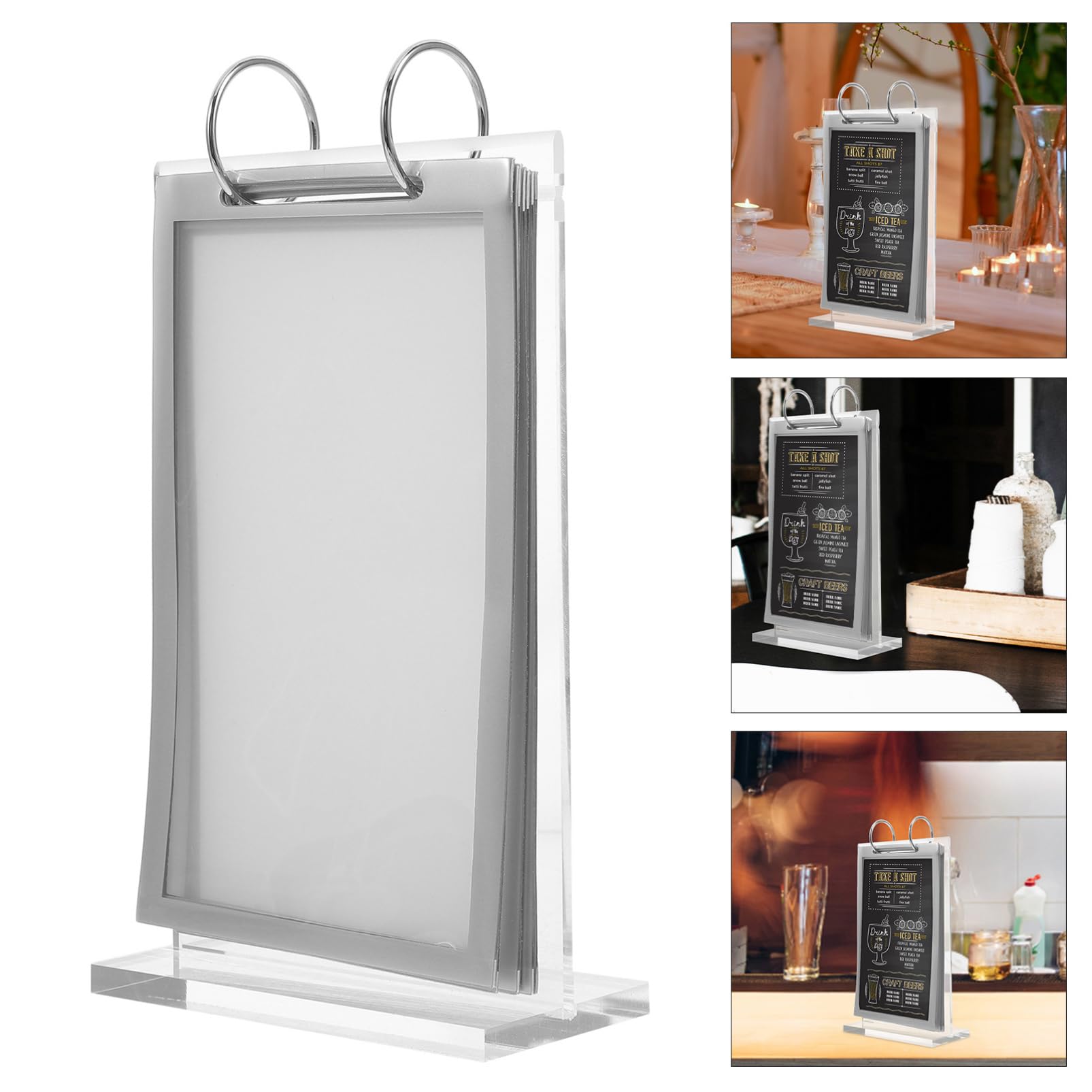 SEWACC 5 Elegantes Caballetes Para Exhibir Menús Y Carteles Con Base Para Restaurantes Y Oficinas.