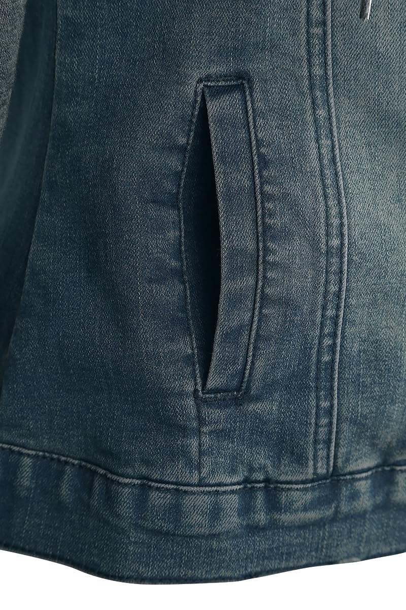 RED by EMP Damen blau-graue Jeansjacke mit abnehmbarer Kapuze