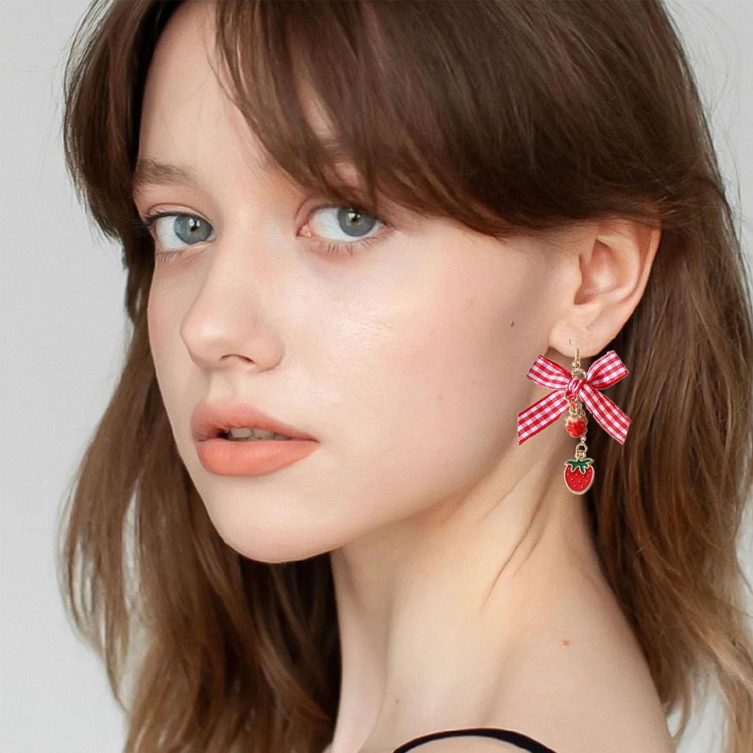 Sweet Strawberry Earrings for Women Cute Bow Strawberry Shortcake Earrings 3D Simulation Fruit Earrings for Women Jewelry - Image 3