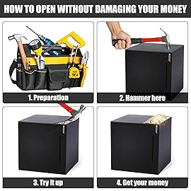 hizgo Adult Piggy Bank- Piggy Bank for Adults Must Break to Open -Stainless Steel Money Box-Metal Saving Box (7.9 inch)