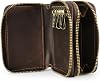 Men's Double Zipper Leather Key Wallet, Vintage Minimalist Credit Card Holder Coin Pocket Wallet, Lightweight Large Capacity Wallet