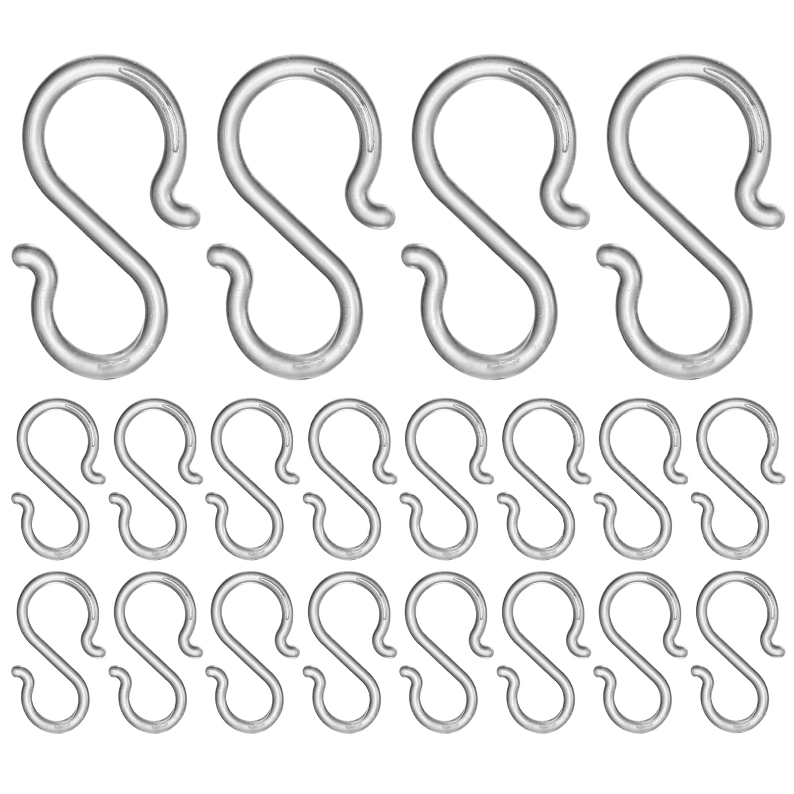 MOUNTTU 20Pcs S Hooks, Small Clear Plastic Hooks, Practical Multi-Functional for Signs, Towels, Bags and Small Items Plastic for Hanging S Hook for Hanging