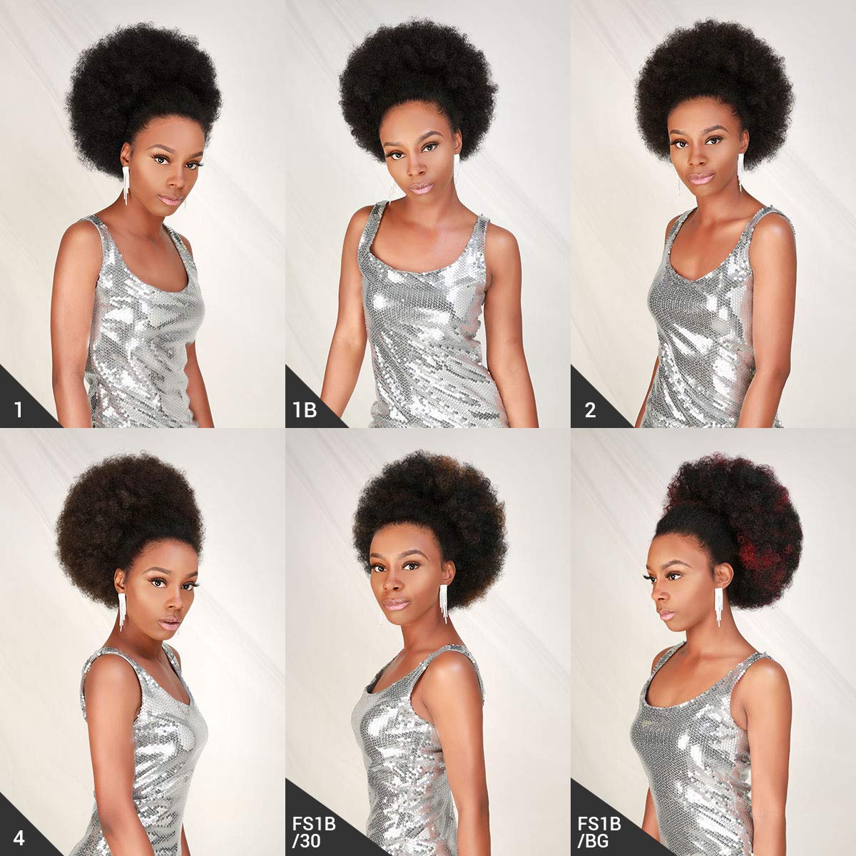 GLAM21USA Afro Puff Drawstring Ponytail Retro Kinky Curly Ponytail Wig Clip in Bun Hair Piece for Black Women Synthetic Hair Extension (LARGE, 1B (Off Black))