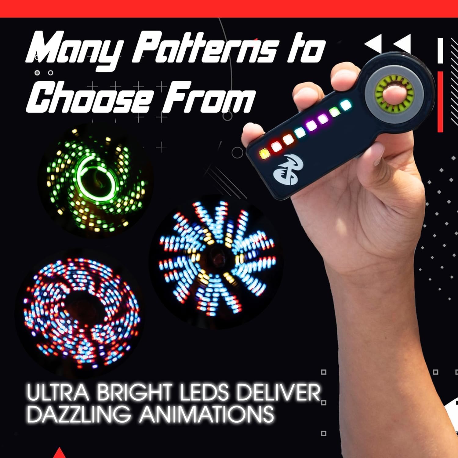 RingSlingr Light Up Fidget Spinner with 4 LED Modes, Unique Glow in The Dark Fidget Toys for Adults, Teens, and Kids