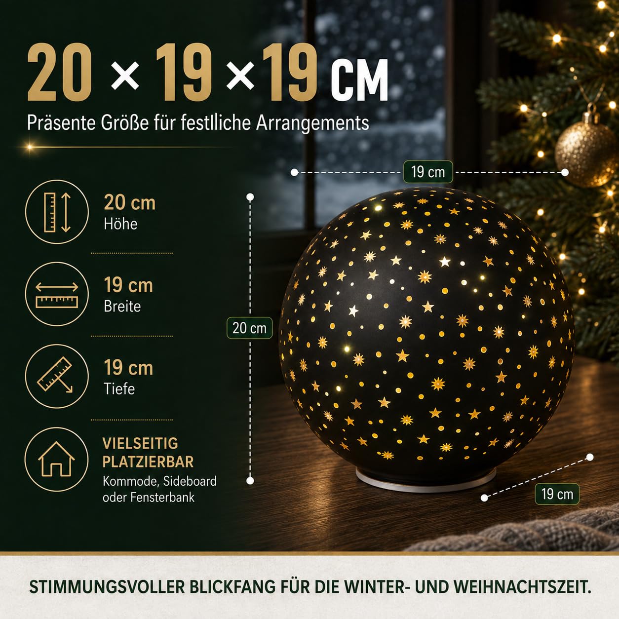formano Dekoracyjna kula LED obracana z timerem 6 h/18 h, szkło