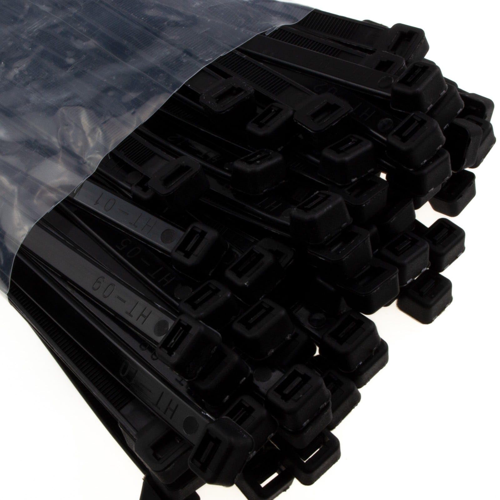 Kenable Black Entie Cable Ties 7.6Mm X 400Mm Nylon 66 Ul Approved [100 Pack]