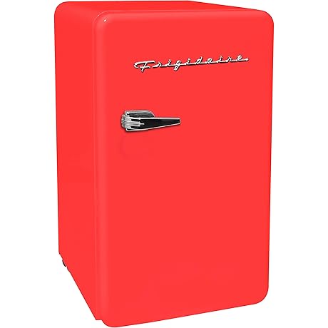 FRIGIDAIRE 3.2 Cu. Ft. Red Retro Compact Rounded Corner Premium Mini Fridge