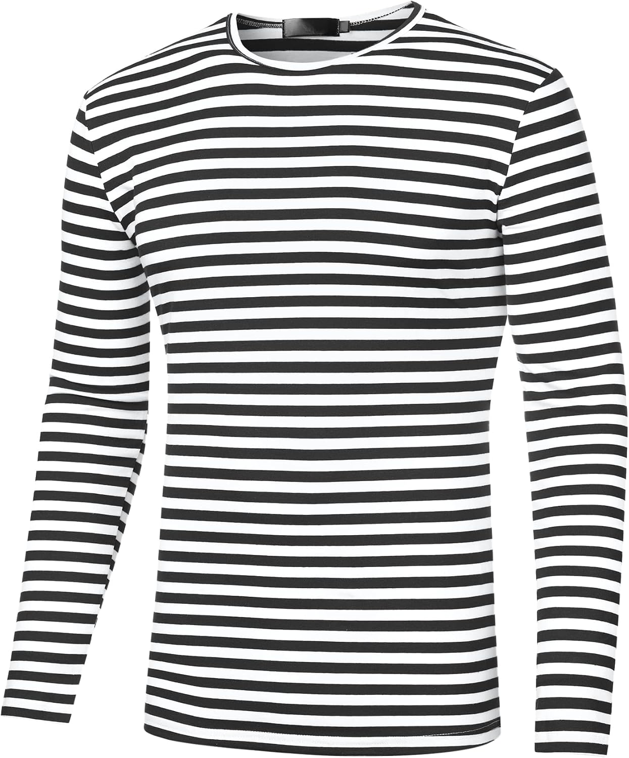 Lars Amadeus Men's Striped T-Shirt Long Sleeves Crew Neck Stripe Basic Top t Shirt