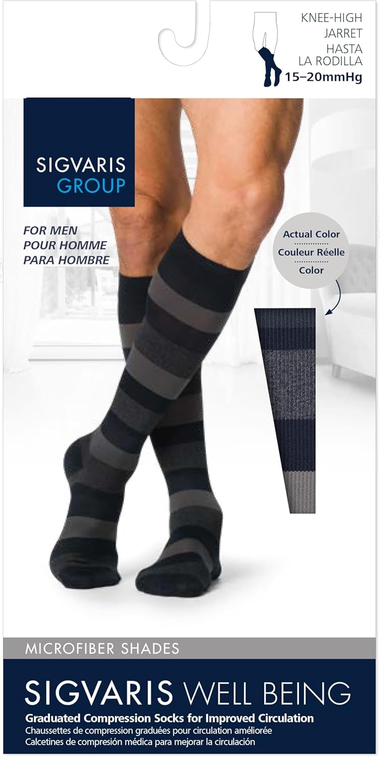 SIGVARIS Men’s Microfiber Patterns 183 Calf High Compression Socks 15-20mmHg