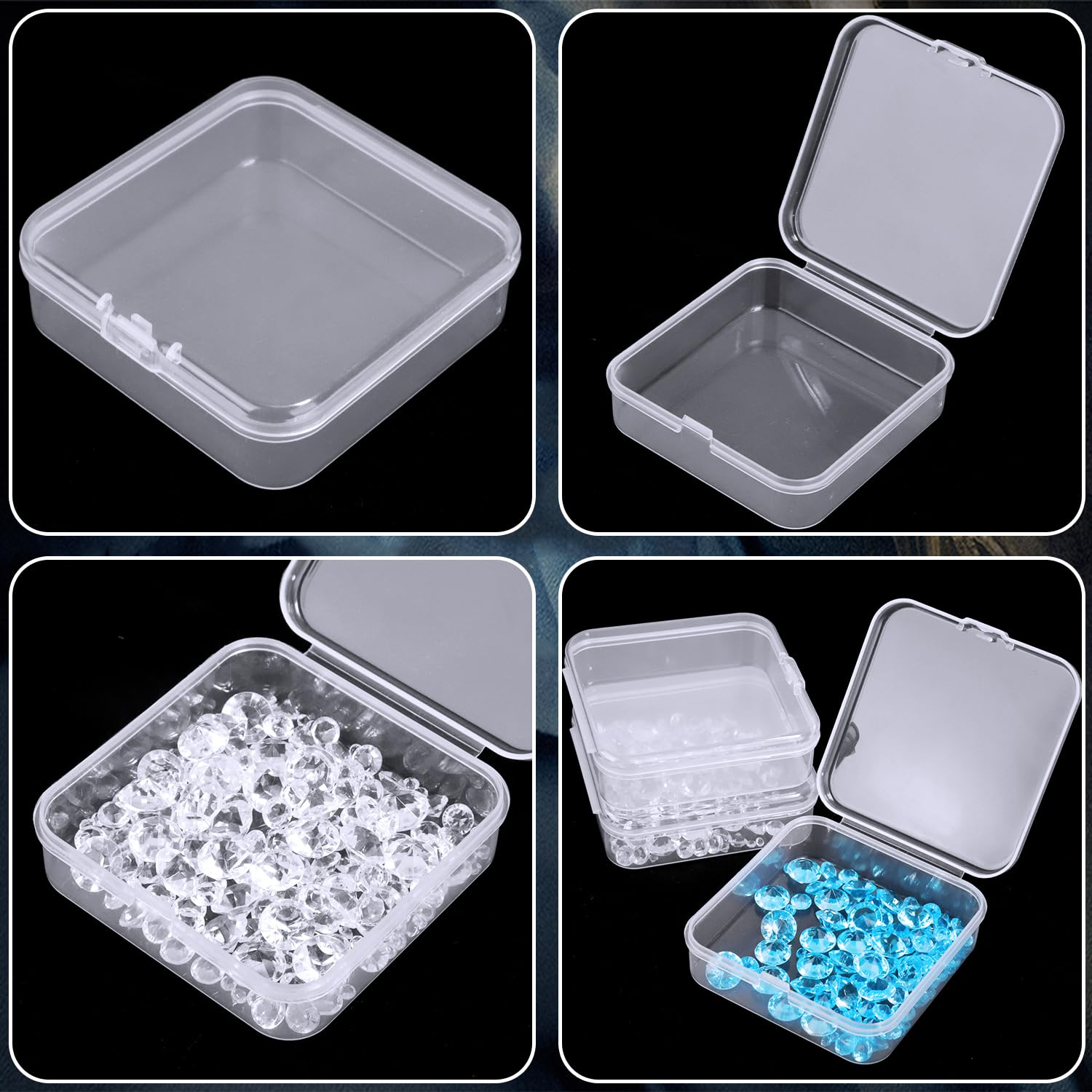 24 Pezzi Scatole Plastica con Coperchio Piccole, 6.5x6.5x2cm Piccole Scatole Plastica Trasparente, Mini Scatola Porta Oggetti per Pillole Perline Gioielli e Oggetti Artigianali