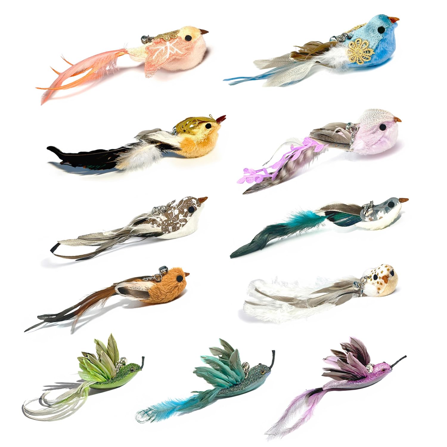 11PCS Realistic Bird Cat Toy Refills